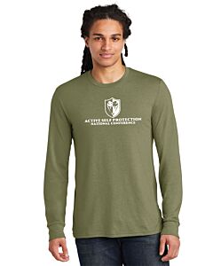 District ® Perfect Tri ® Long Sleeve Tee - 2 Location Imprint - ASP 2023 Conference Logo-Military Green Frost