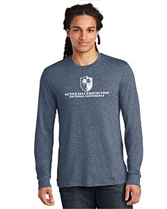 District ® Perfect Tri ® Long Sleeve Tee - 2 Location Imprint - ASP 2023 Conference Logo-Navy Frost