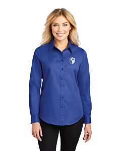Port Authority® Ladies Long Sleeve Easy Care Shirt - Left Chest Embroidery - Shield Logo-Royal