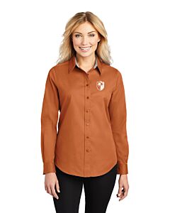 Port Authority® Ladies Long Sleeve Easy Care Shirt - Left Chest Embroidery - Shield Logo-Texas Orange