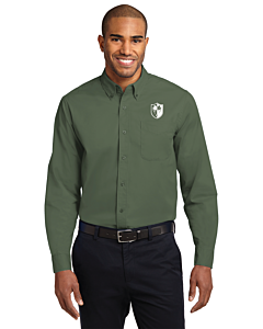 Port Authority® Long Sleeve Easy Care Shirt - Left Chest Embroidery - Shield Logo-Clover Green