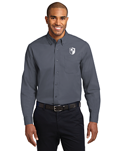 Port Authority® Long Sleeve Easy Care Shirt - Left Chest Embroidery - Shield Logo-Steel Gray