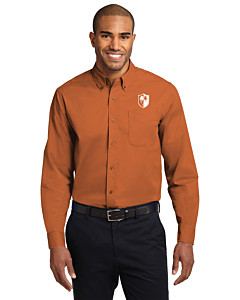 Port Authority® Long Sleeve Easy Care Shirt - Left Chest Embroidery - Shield Logo-Texas Orange